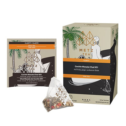Metz Tea Cochin Masala Chai 951 packaging with tea bag on a white background