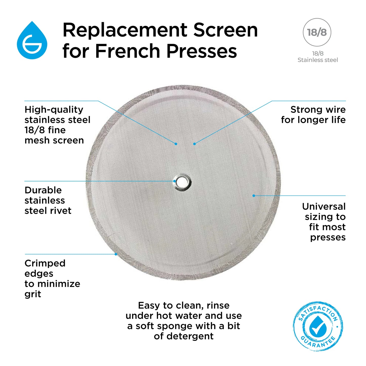 GROSCHE Replacement Filter Screen - 1000ml FRENCH PRESS