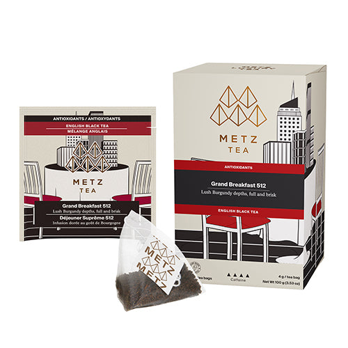 Metz Tea packaging with tea bag on a white background