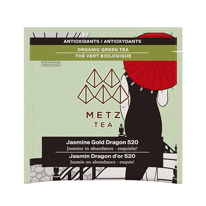 Metz Tea package with green background and tea packaging design.