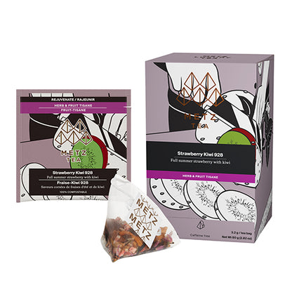 Metz Tea Strawberry Kiwi 928 packaging with tea bag on a white background