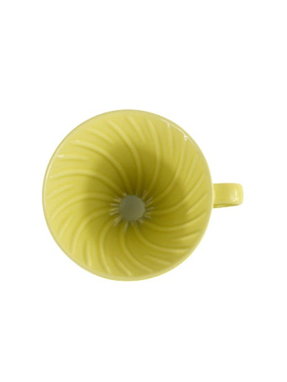 HARIO V60-02 Ceramic Dripper - Yellow Top View 