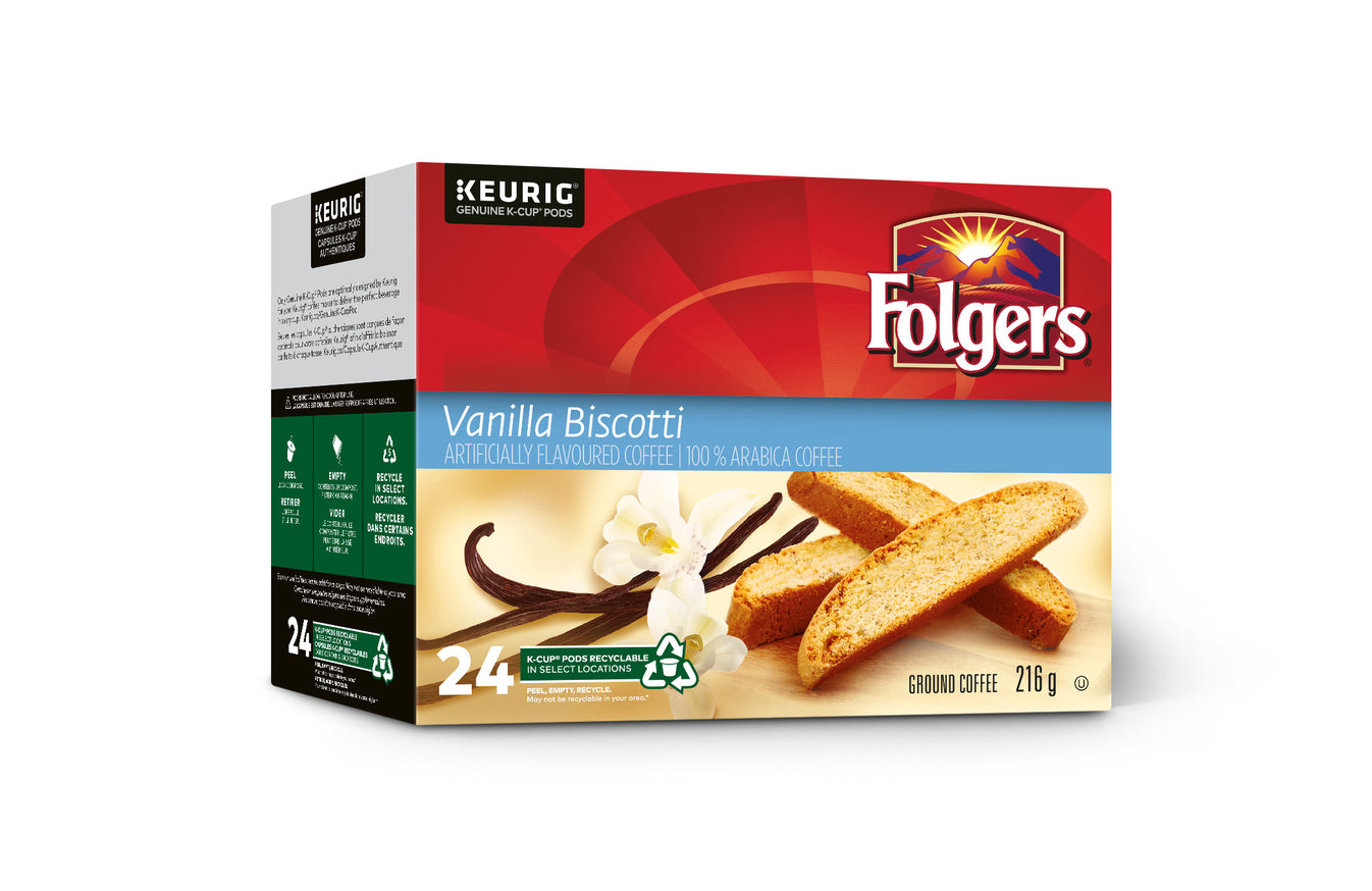 Folgers Gourmet Selections® Vanilla Biscotti KCups Gold Roast Gold