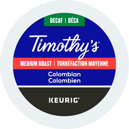 Timothy's® Colombian Decaf Coffee [24 pack] - Gold Roast Coffee Service Ltd.