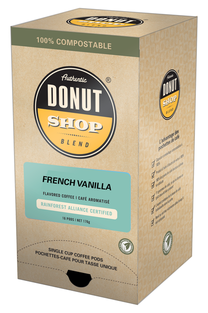 Not Keurig Compatible: Reunion Island 100% Compostable Pods - French Vanilla [16 pack] - Gold Roast Coffee Service Ltd.